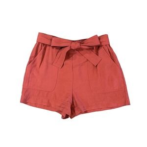 A New Day Women's High-Rise Tie Waist Casual Shorts Pink Red Size Medium Pockets
